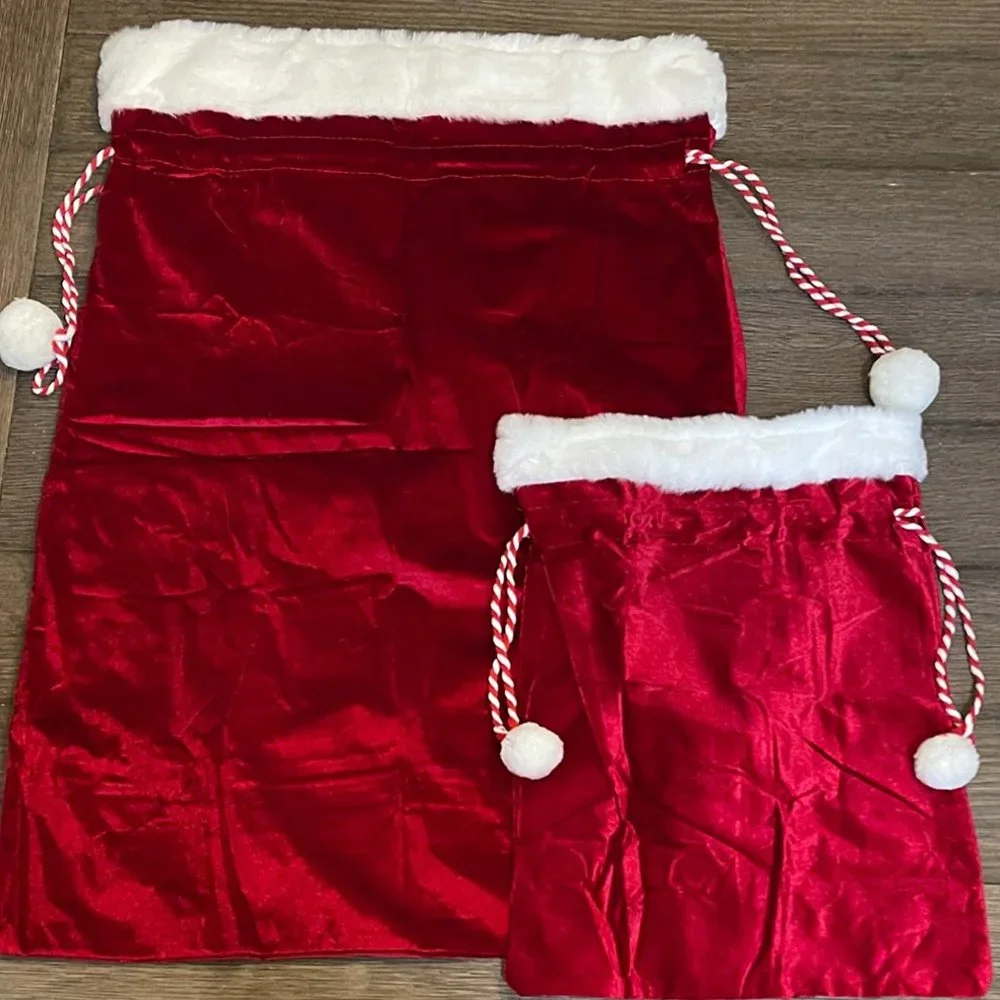 2 Pieces Christmas Velvet Santa Bags Christmas Gift